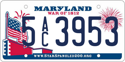 MD license plate 5AC3953