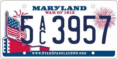 MD license plate 5AC3957