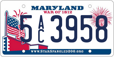 MD license plate 5AC3958
