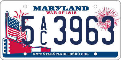 MD license plate 5AC3963