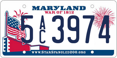 MD license plate 5AC3974