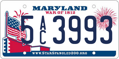 MD license plate 5AC3993