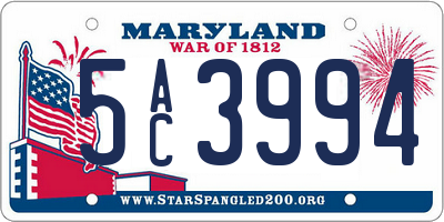 MD license plate 5AC3994