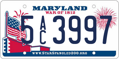 MD license plate 5AC3997