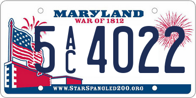 MD license plate 5AC4022