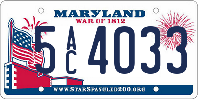 MD license plate 5AC4033