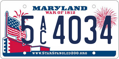 MD license plate 5AC4034