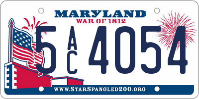 MD license plate 5AC4054