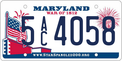 MD license plate 5AC4058