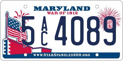 MD license plate 5AC4089