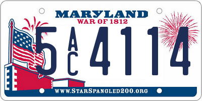 MD license plate 5AC4114