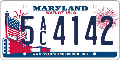 MD license plate 5AC4142