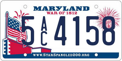 MD license plate 5AC4158