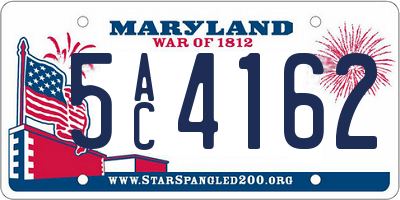 MD license plate 5AC4162