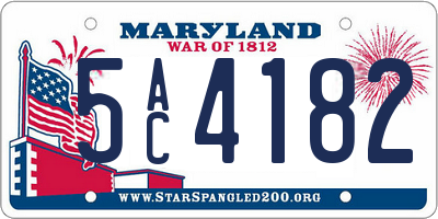 MD license plate 5AC4182