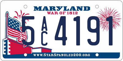 MD license plate 5AC4191