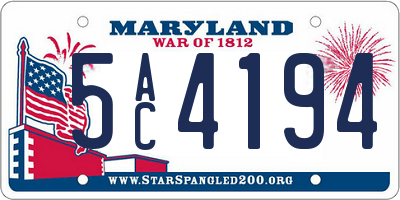 MD license plate 5AC4194