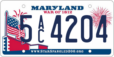 MD license plate 5AC4204