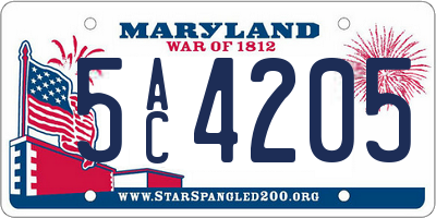 MD license plate 5AC4205