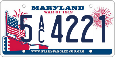 MD license plate 5AC4221