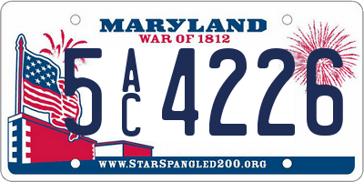MD license plate 5AC4226