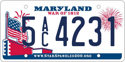 MD license plate 5AC4231