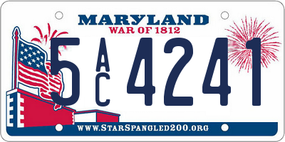 MD license plate 5AC4241