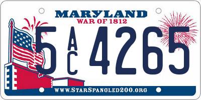 MD license plate 5AC4265