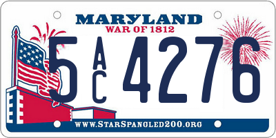 MD license plate 5AC4276