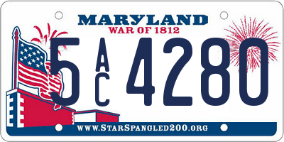 MD license plate 5AC4280