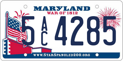 MD license plate 5AC4285