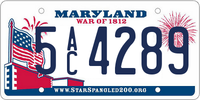 MD license plate 5AC4289