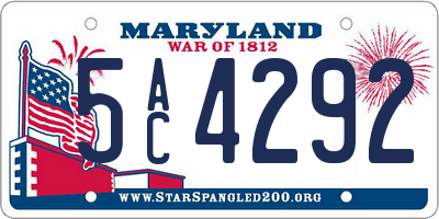 MD license plate 5AC4292