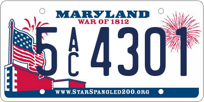 MD license plate 5AC4301