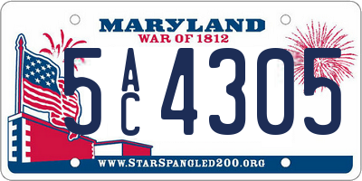 MD license plate 5AC4305