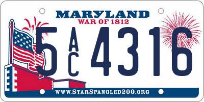 MD license plate 5AC4316