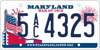 MD license plate 5AC4325
