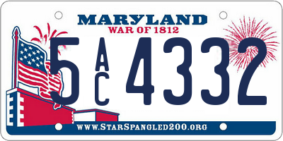 MD license plate 5AC4332
