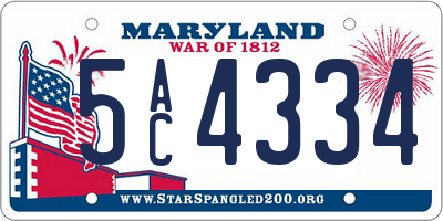 MD license plate 5AC4334