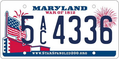 MD license plate 5AC4336