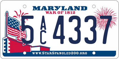 MD license plate 5AC4337