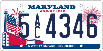 MD license plate 5AC4346