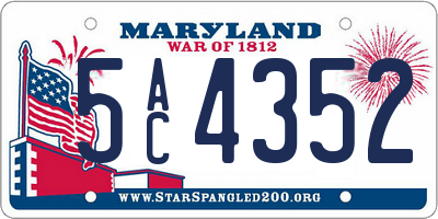 MD license plate 5AC4352