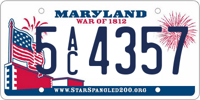 MD license plate 5AC4357