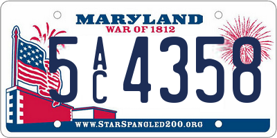MD license plate 5AC4358
