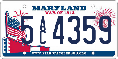 MD license plate 5AC4359