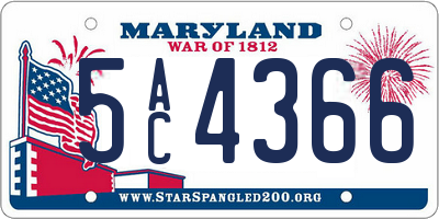 MD license plate 5AC4366