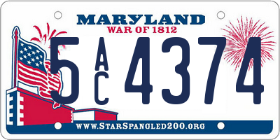 MD license plate 5AC4374
