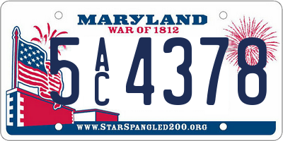 MD license plate 5AC4378