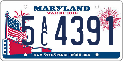 MD license plate 5AC4391